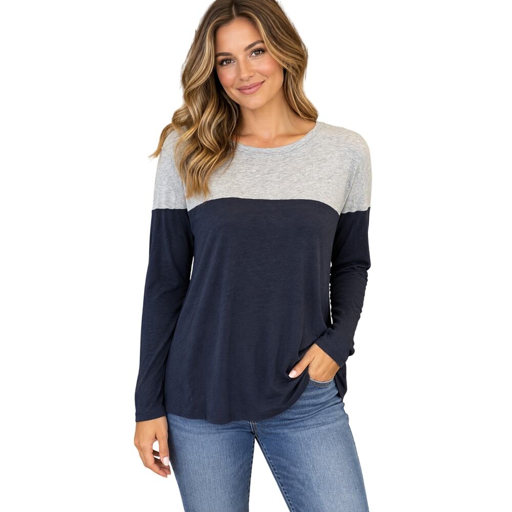 VINCE Large peruvian Colorblock Slub Cotton Knit lightweight sweater turkey
